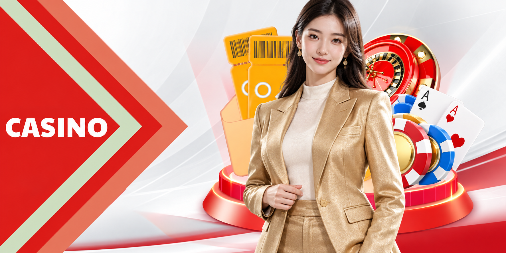 Nhân vật nữ và biểu tượng casino trong ảnh giới thiệu PBV88