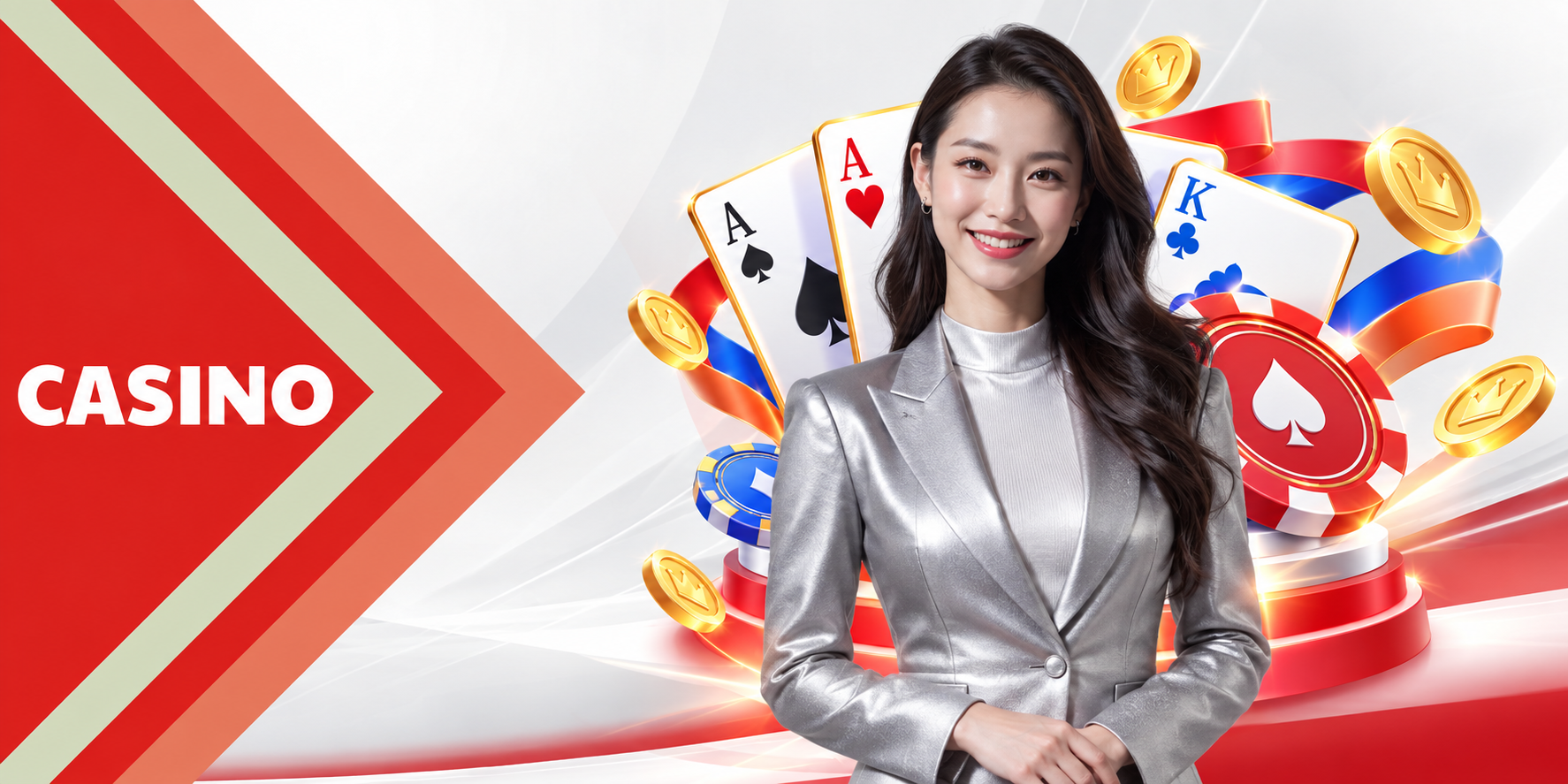 Nhân vật nữ với bài và đồng xu minh họa mục casino PBV88