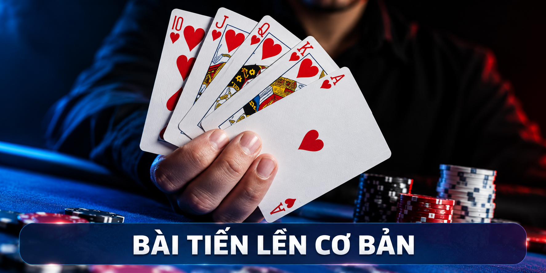 Bộ bài tiến lên trên bàn chơi với tiêu đề hướng dẫn cơ bản